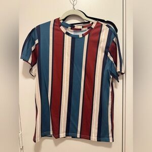 SHEIN Men’s Vertical Stripe T-Shirt Small | Retro Colorblock Casual Tee